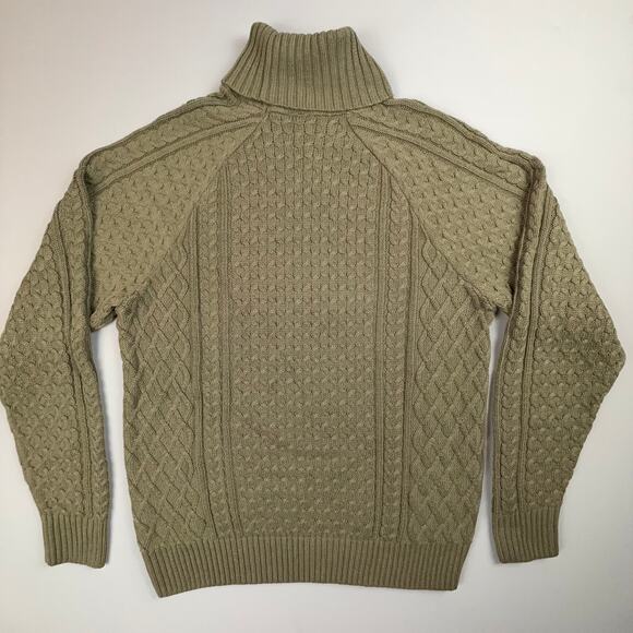 Nike Life Olive Cable Knit Oversized Turtleneck Sweater Men’s Small - Picture 3 of 6